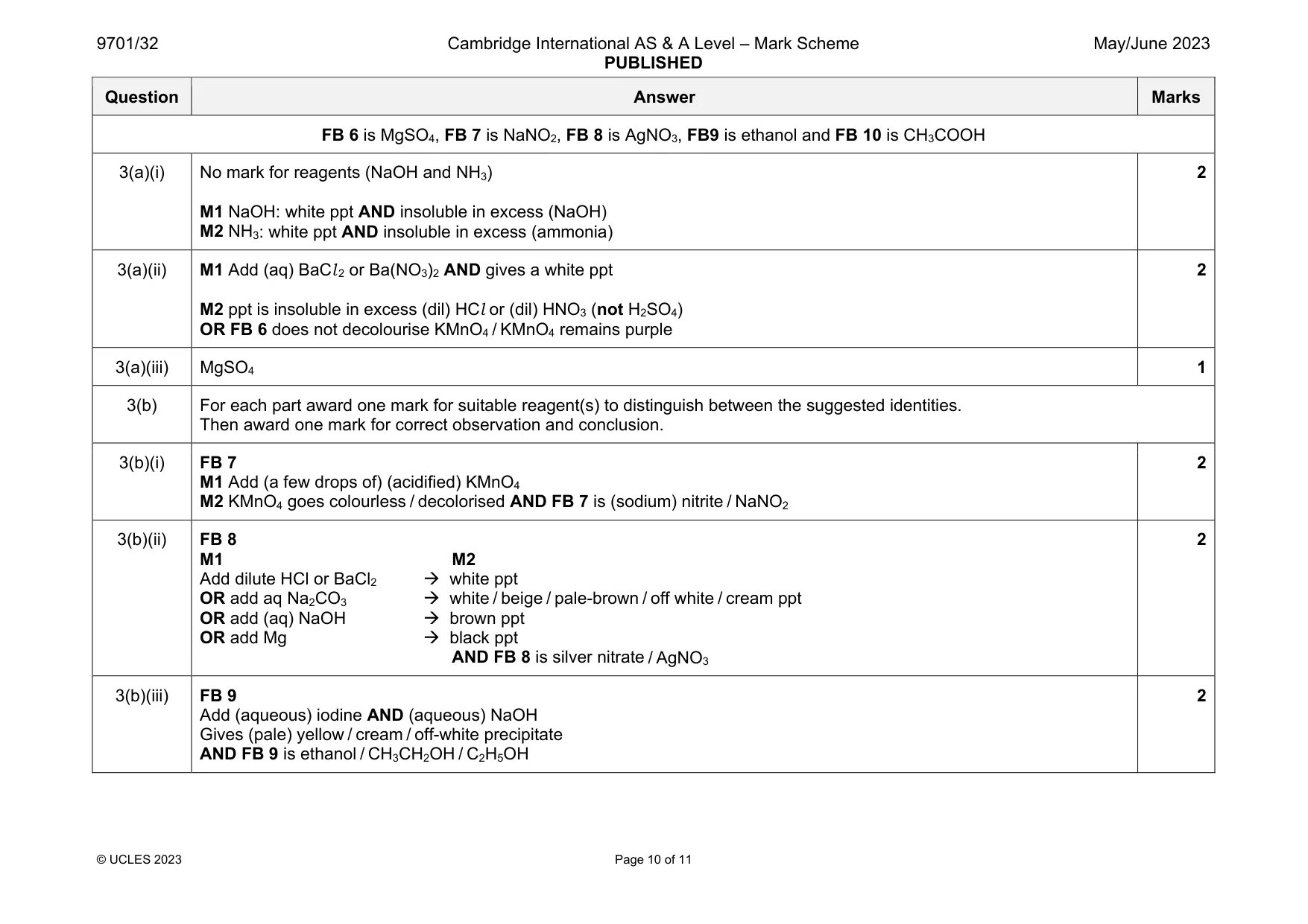 Mark scheme, page 10 of 11