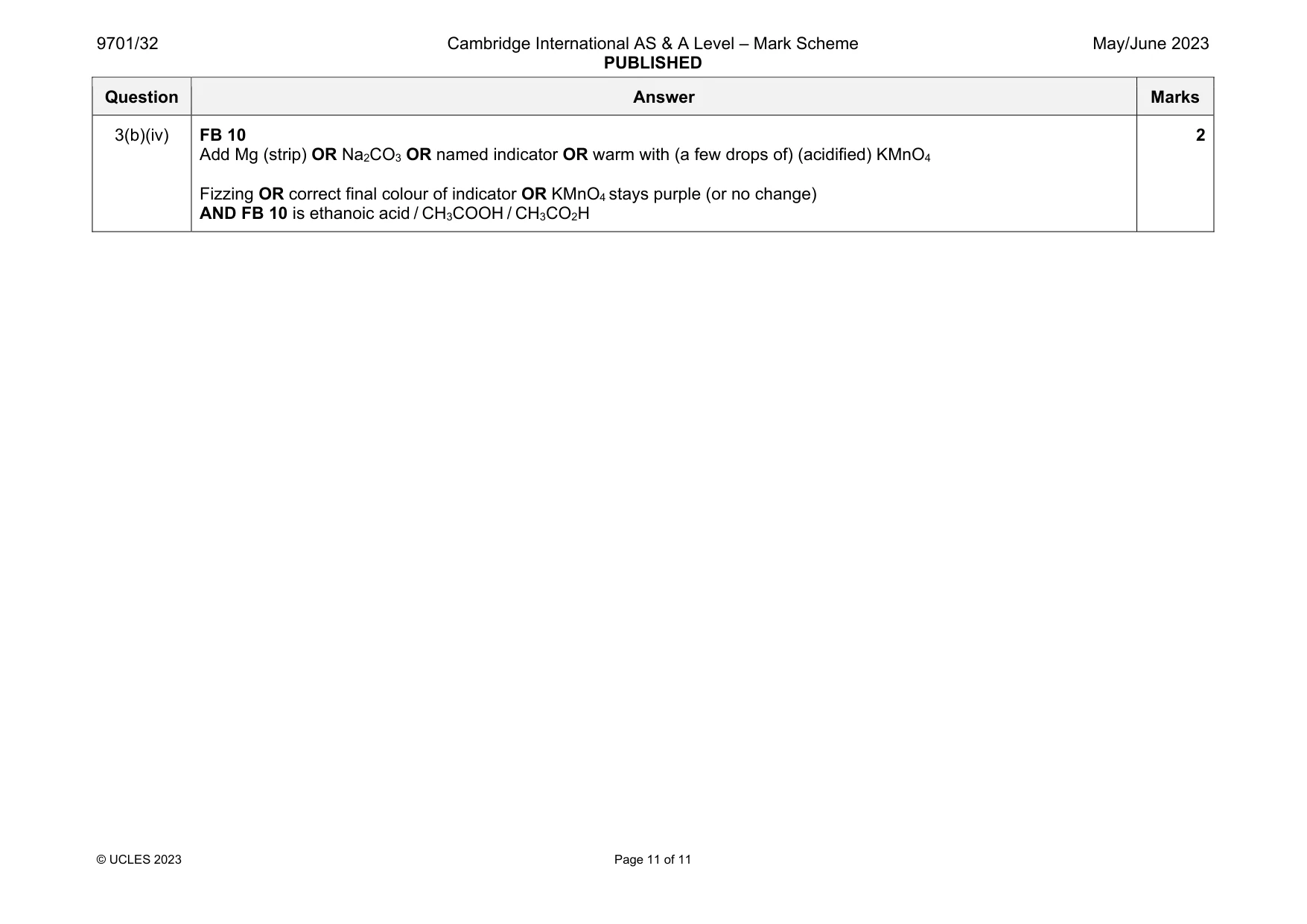 Mark scheme, page 11 of 11