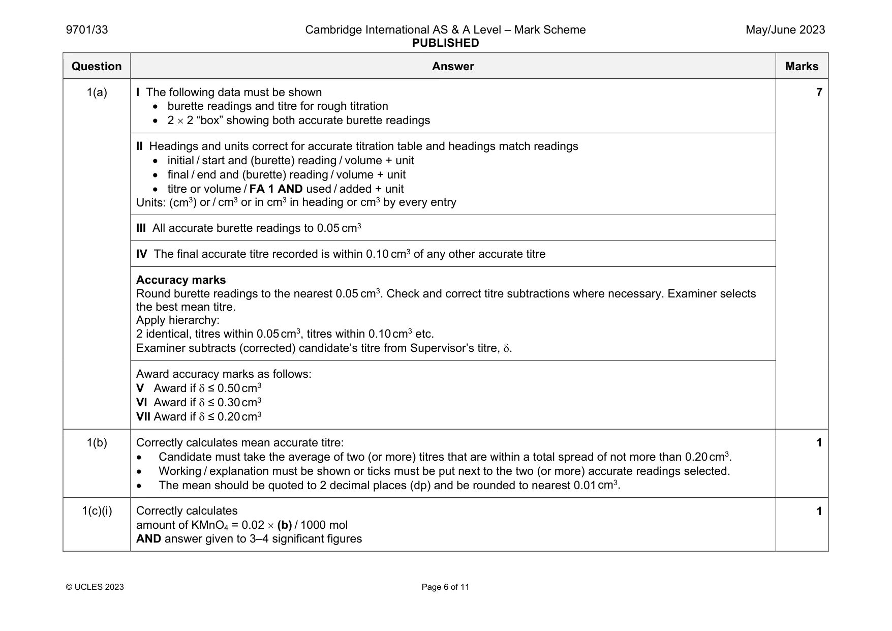 Mark scheme, page 6 of 11