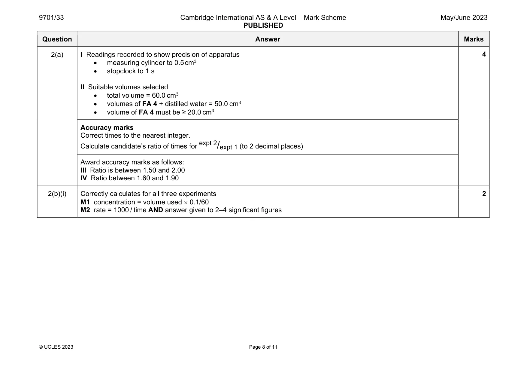 Mark scheme, page 8 of 11