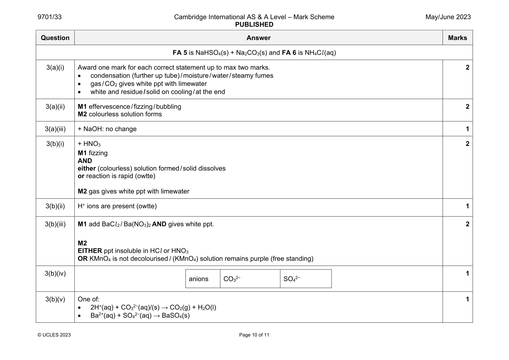 Mark scheme, page 10 of 11