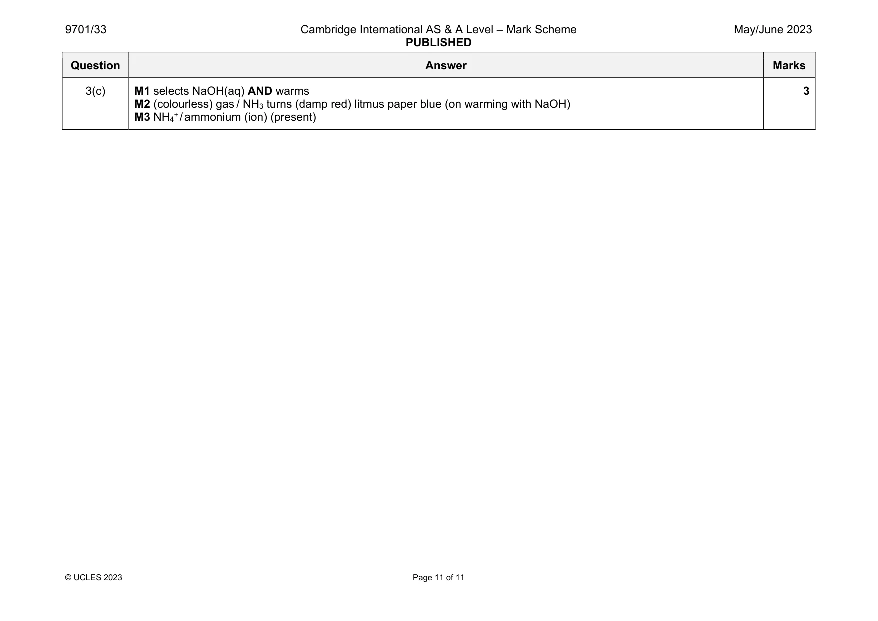 Mark scheme, page 11 of 11