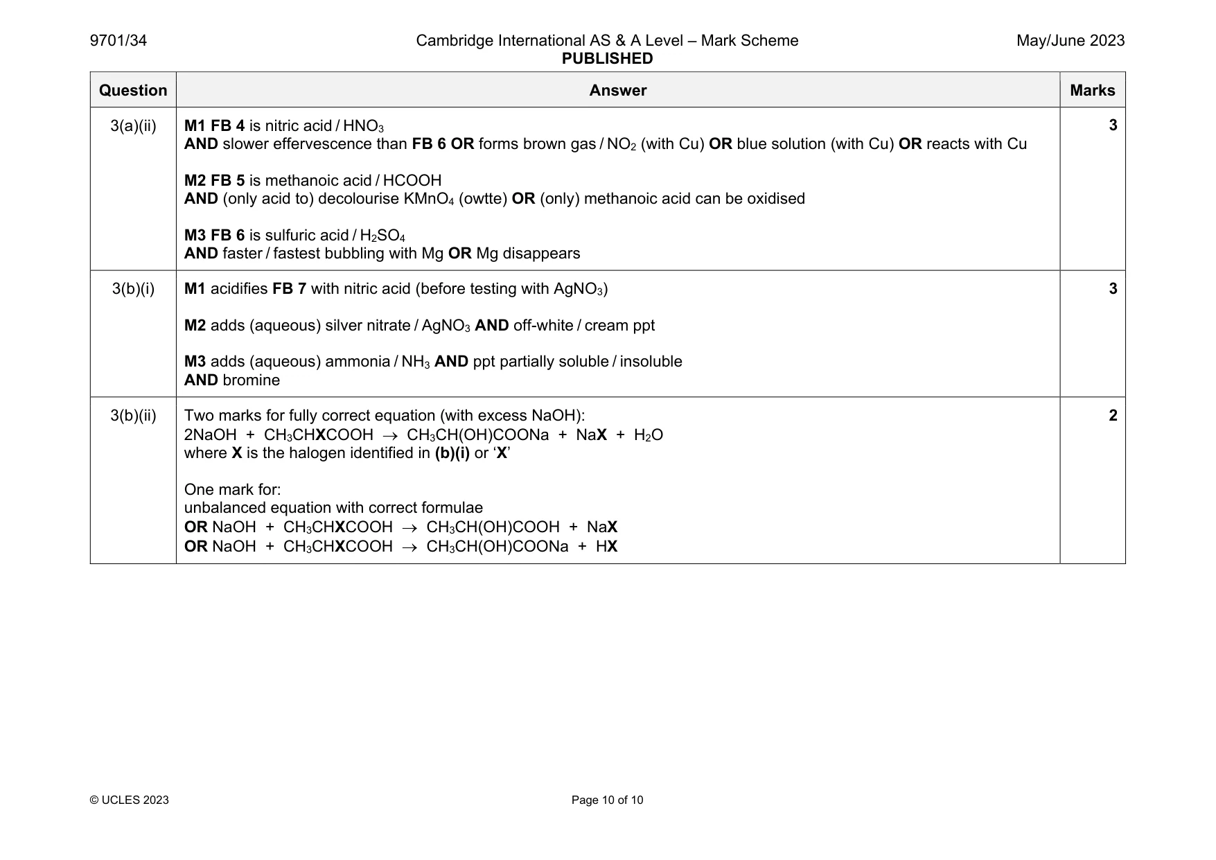 Mark scheme, page 10 of 10
