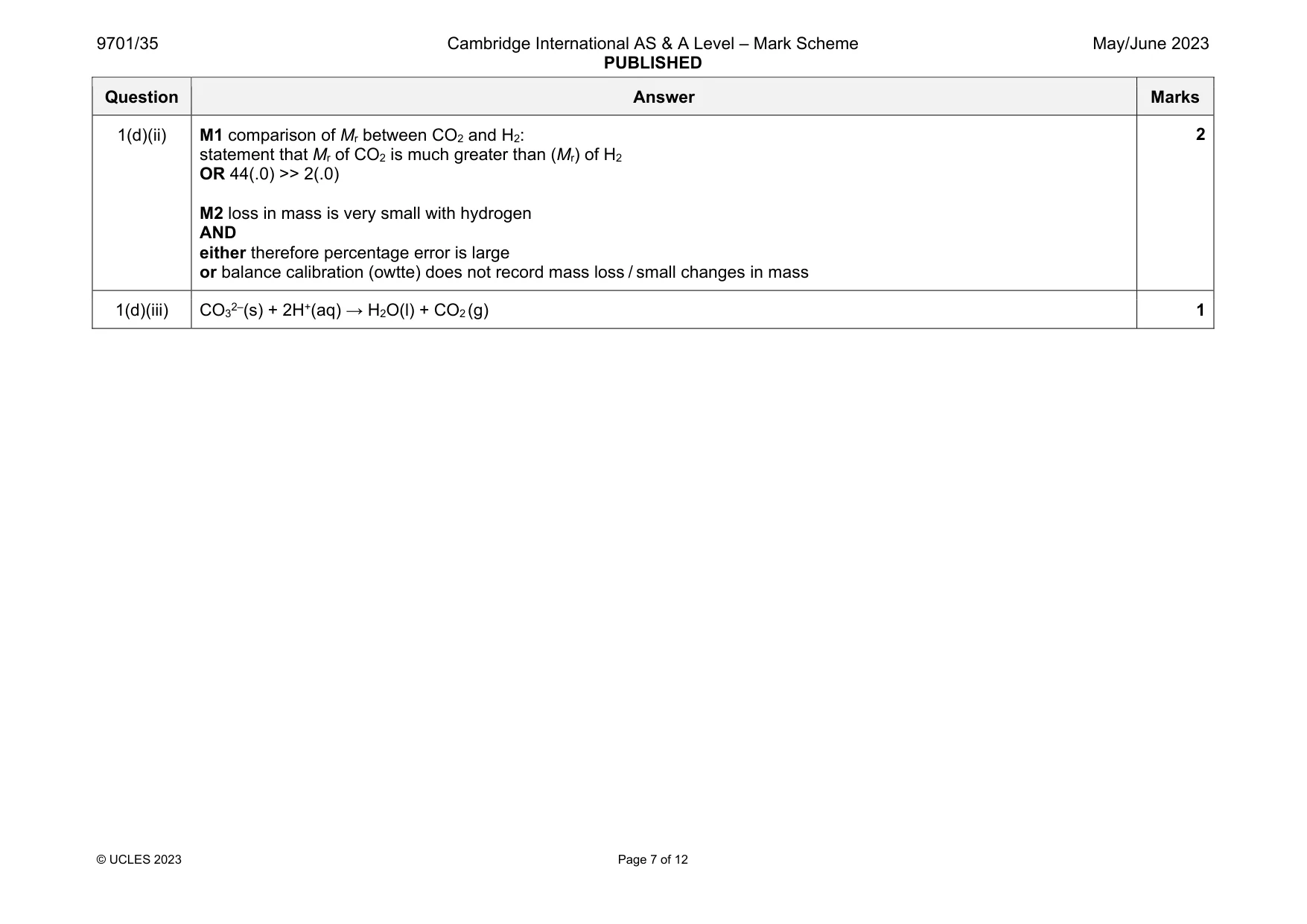 Mark scheme, page 7 of 12