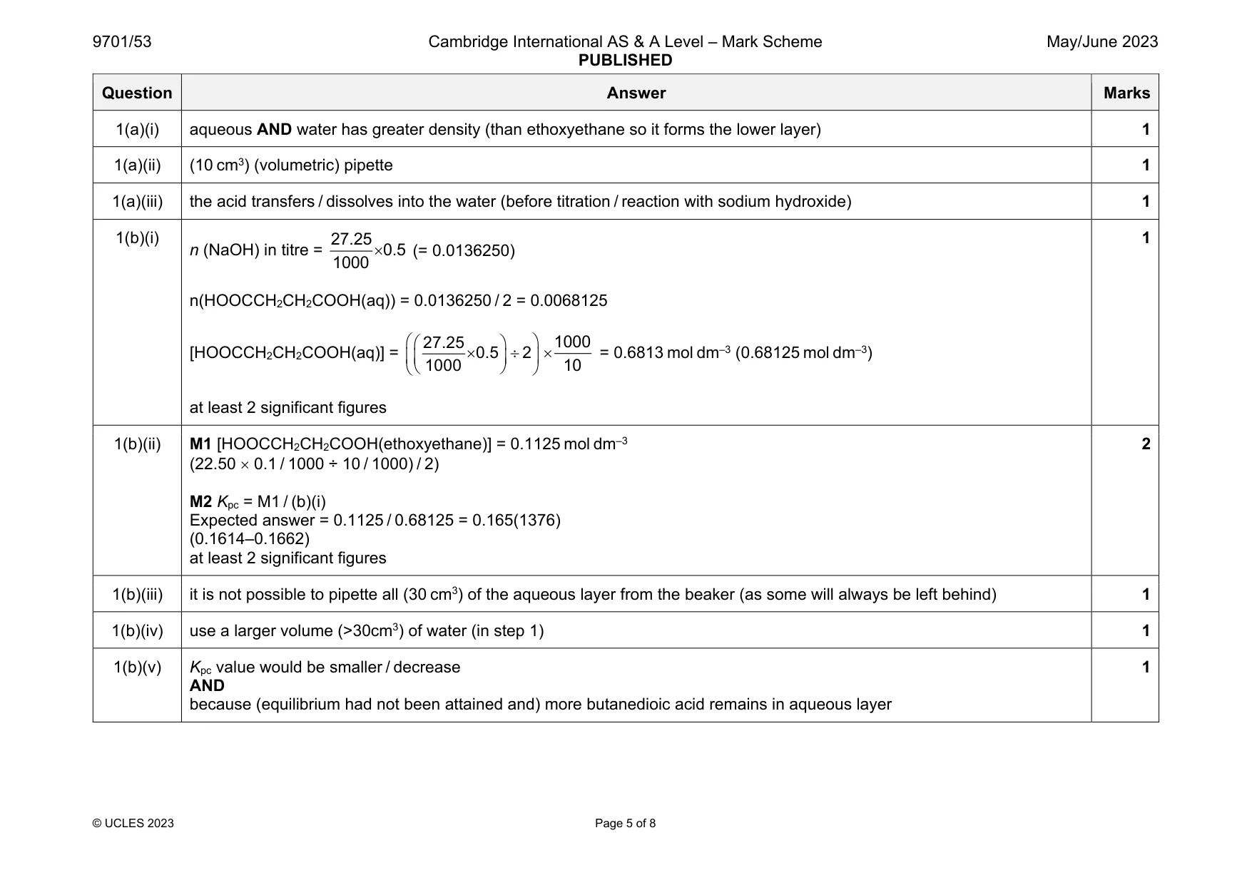 Mark scheme, page 5 of 8