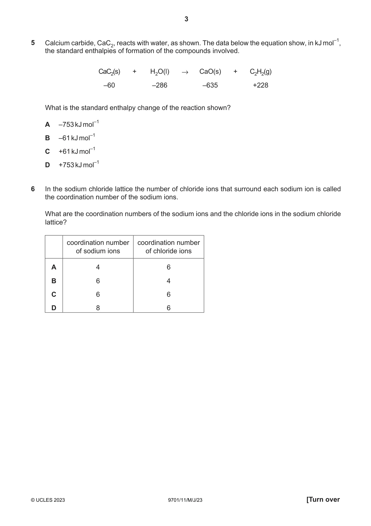 Cambridge A Level Chemistry 9701 2023 May/June Paper 1 · Variant 1 question paper, page 3 of 20