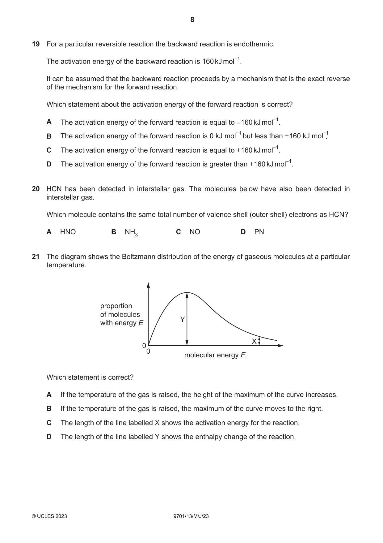 Cambridge A Level Chemistry 9701 2023 May/June Paper 1 · Variant 3 question paper, page 8 of 16