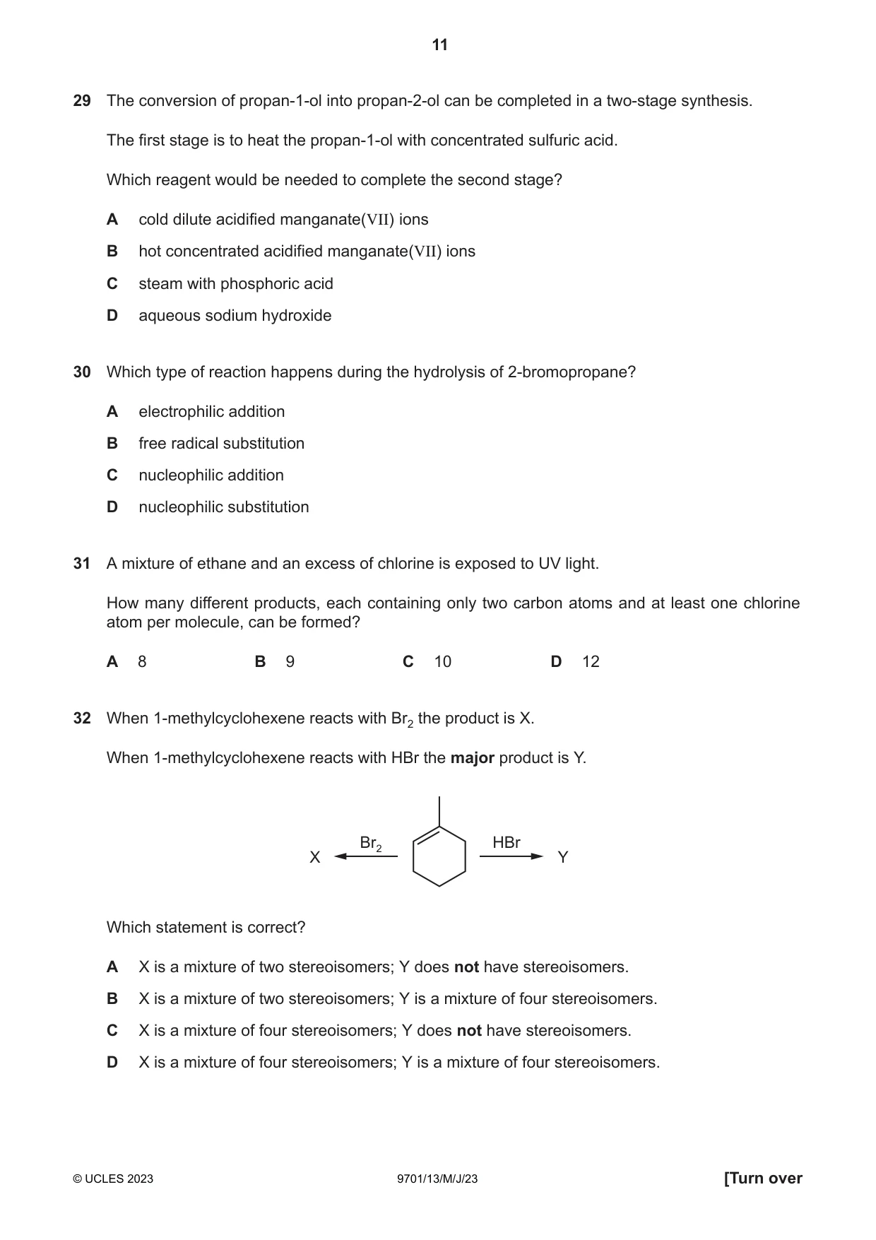 Cambridge A Level Chemistry 9701 2023 May/June Paper 1 · Variant 3 question paper, page 11 of 16