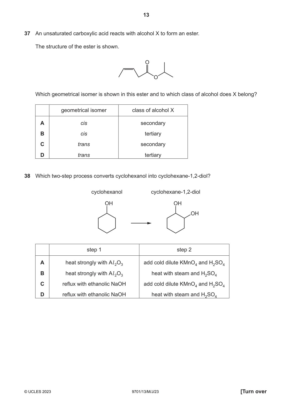 Cambridge A Level Chemistry 9701 2023 May/June Paper 1 · Variant 3 question paper, page 13 of 16