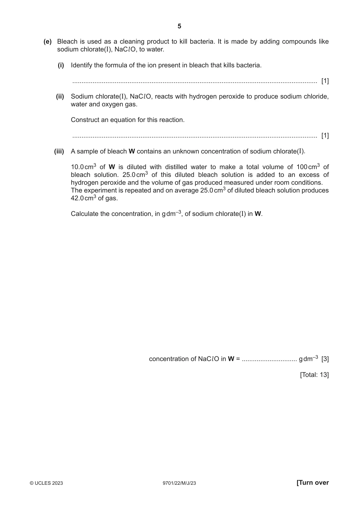 Cambridge A Level Chemistry 9701 2023 May/June Paper 2 · Variant 2 question paper, page 5 of 16