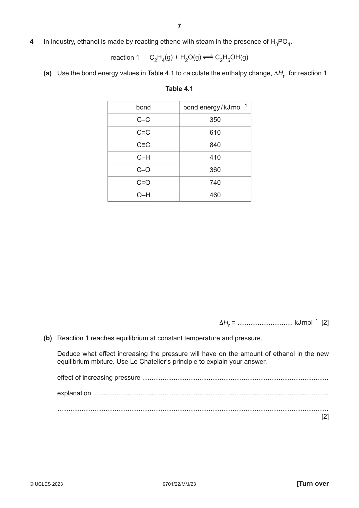 Cambridge A Level Chemistry 9701 2023 May/June Paper 2 · Variant 2 question paper, page 7 of 16