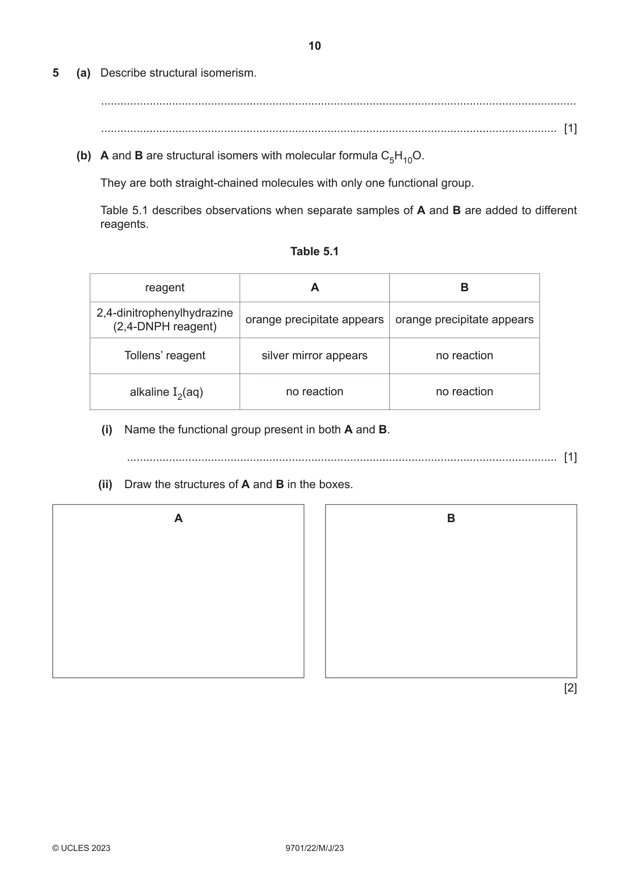 Cambridge A Level Chemistry 9701 2023 May/June Paper 2 · Variant 2 question paper, page 10 of 16