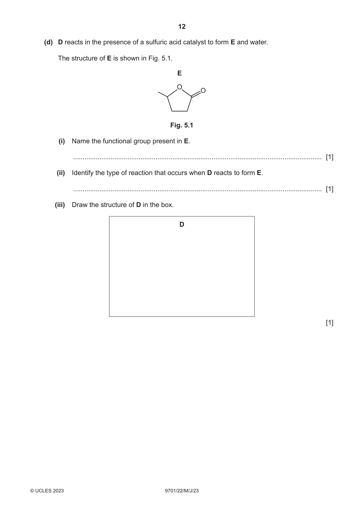 Cambridge A Level Chemistry 9701 2023 May/June Paper 2 · Variant 2 question paper, page 12 of 16