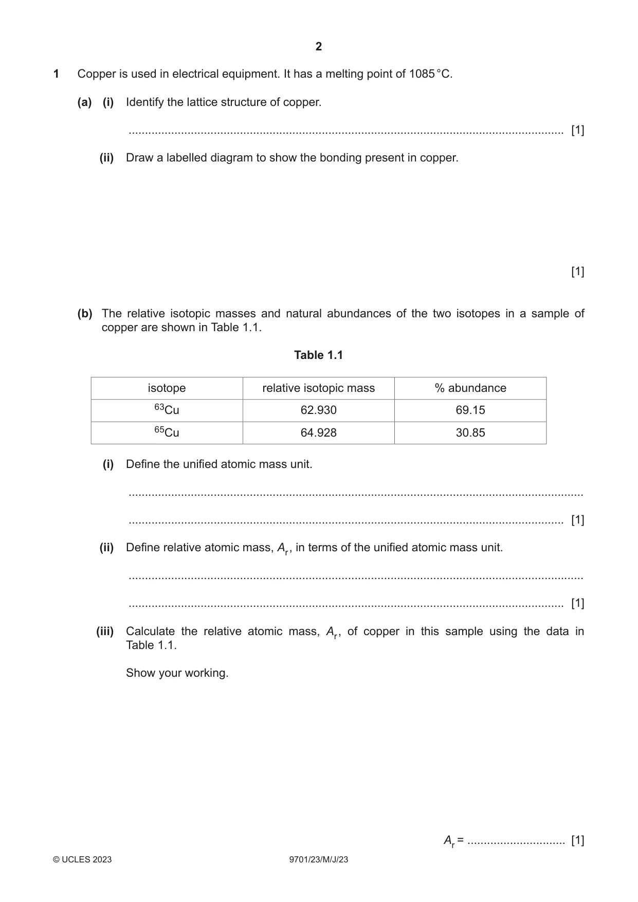 Cambridge A Level Chemistry 9701 2023 May/June Paper 2 · Variant 3 question paper, page 2 of 20