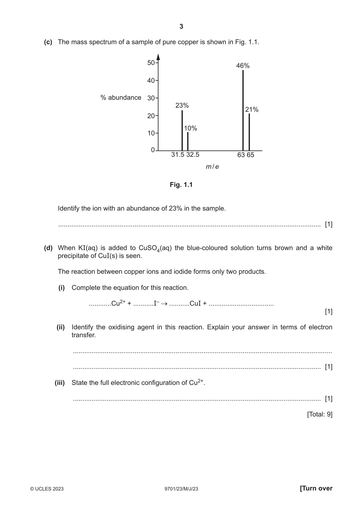 Cambridge A Level Chemistry 9701 2023 May/June Paper 2 · Variant 3 question paper, page 3 of 20