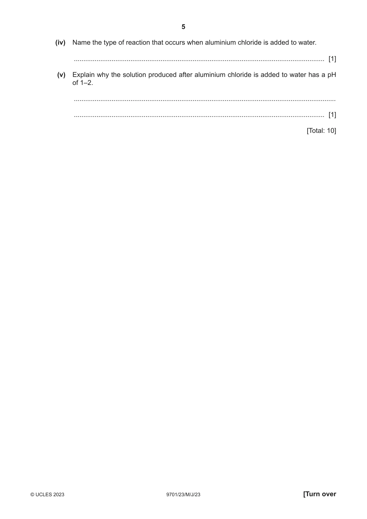 Cambridge A Level Chemistry 9701 2023 May/June Paper 2 · Variant 3 question paper, page 5 of 20
