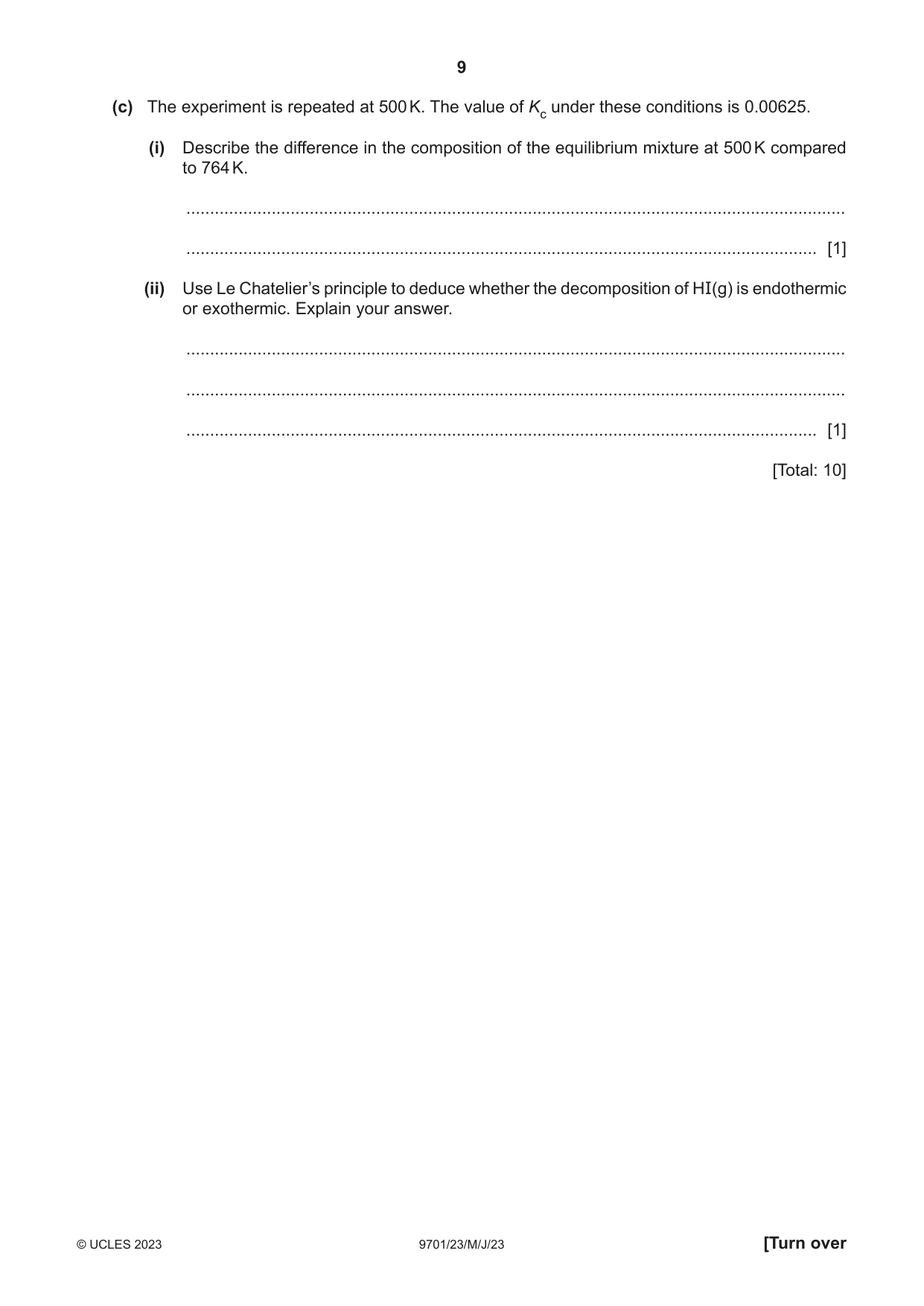 Cambridge A Level Chemistry 9701 2023 May/June Paper 2 · Variant 3 question paper, page 9 of 20