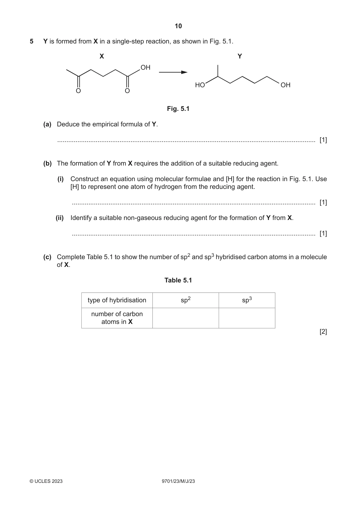 Cambridge A Level Chemistry 9701 2023 May/June Paper 2 · Variant 3 question paper, page 10 of 20