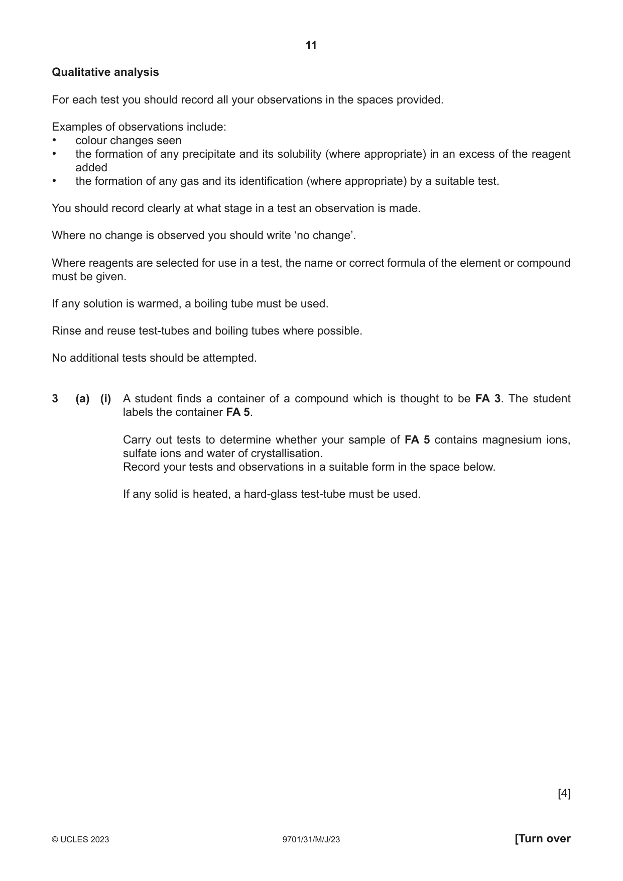 Cambridge A Level Chemistry 9701 2023 May/June Paper 3 · Variant 1 question paper, page 11 of 16