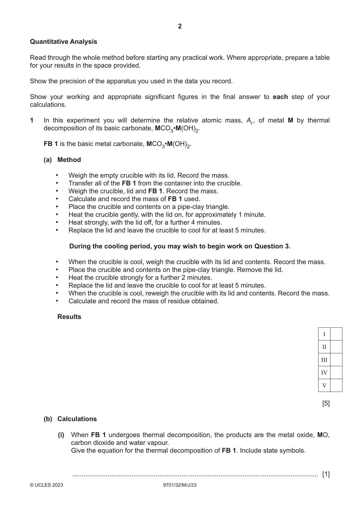 Cambridge A Level Chemistry 9701 2023 May/June Paper 3 · Variant 2 question paper, page 2 of 12