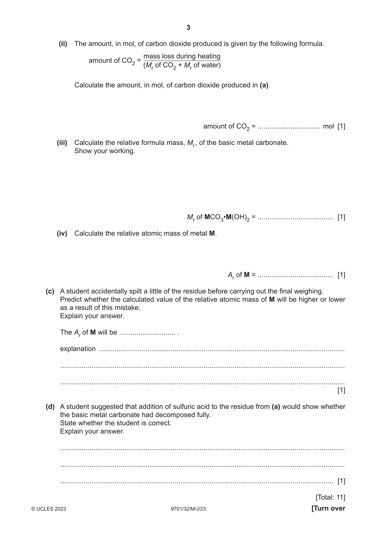 Cambridge A Level Chemistry 9701 2023 May/June Paper 3 · Variant 2 question paper, page 3 of 12