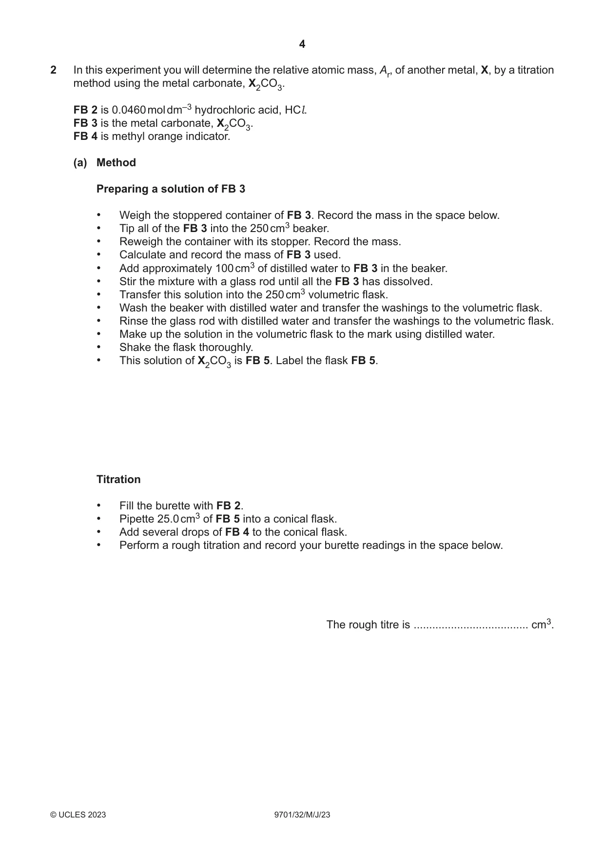 Cambridge A Level Chemistry 9701 2023 May/June Paper 3 · Variant 2 question paper, page 4 of 12
