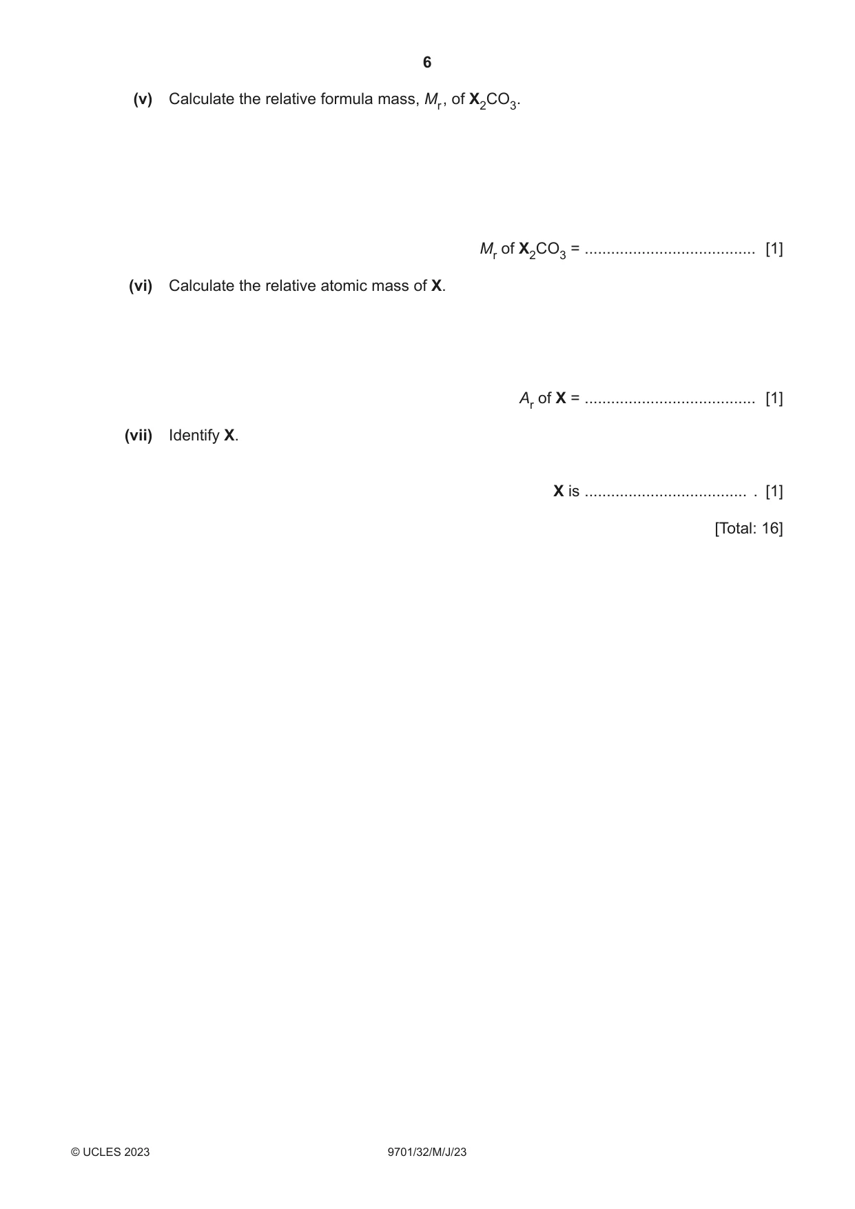Cambridge A Level Chemistry 9701 2023 May/June Paper 3 · Variant 2 question paper, page 6 of 12