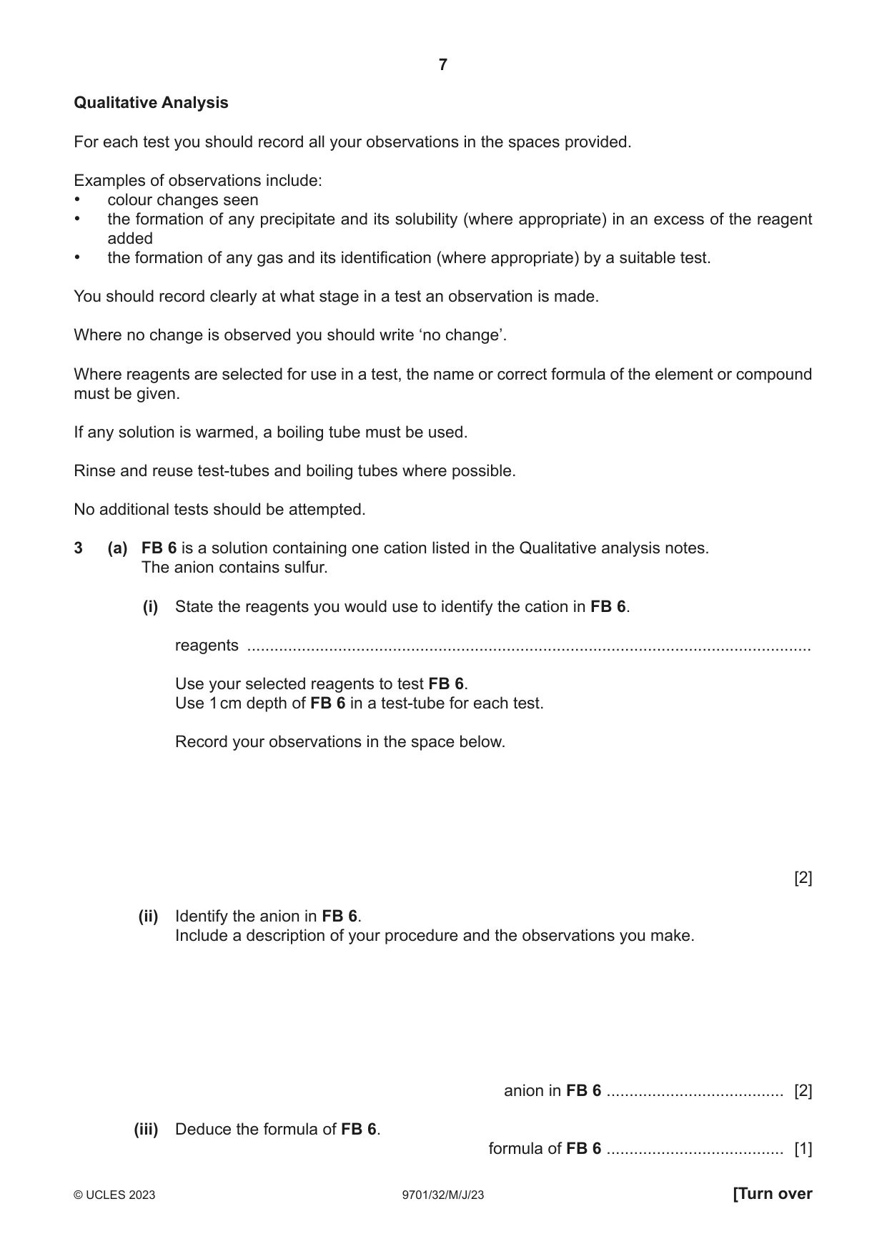 Cambridge A Level Chemistry 9701 2023 May/June Paper 3 · Variant 2 question paper, page 7 of 12