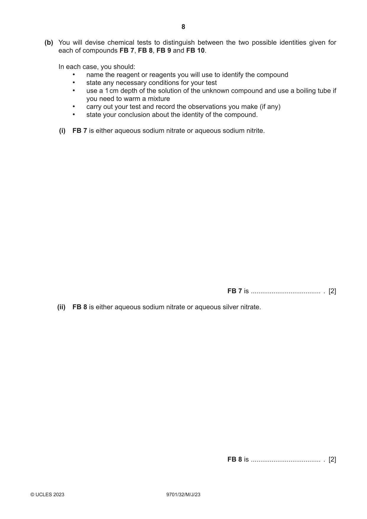 Cambridge A Level Chemistry 9701 2023 May/June Paper 3 · Variant 2 question paper, page 8 of 12
