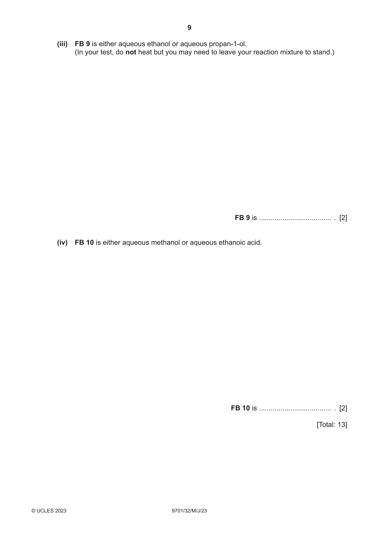 Cambridge A Level Chemistry 9701 2023 May/June Paper 3 · Variant 2 question paper, page 9 of 12
