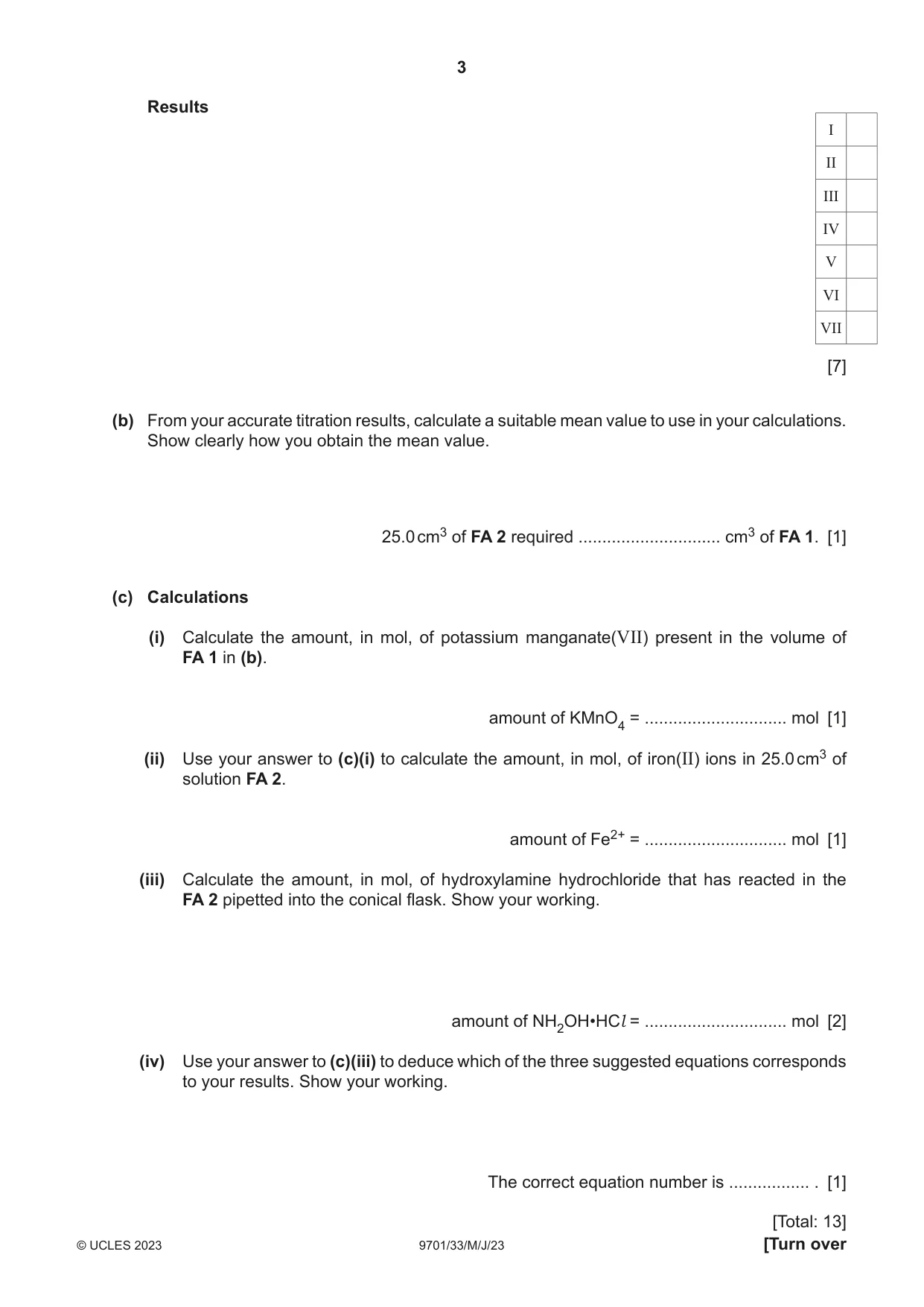 Cambridge A Level Chemistry 9701 2023 May/June Paper 3 · Variant 3 question paper, page 3 of 12