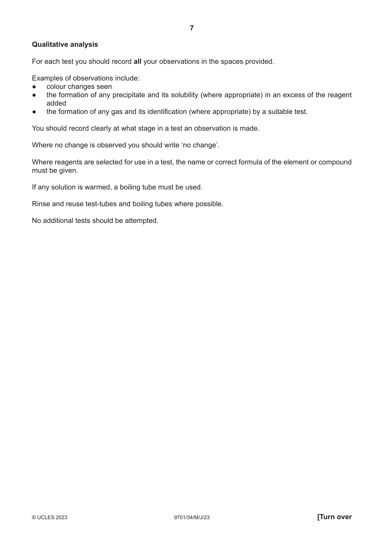 Cambridge A Level Chemistry 9701 2023 May/June Paper 3 · Variant 4 question paper, page 7 of 12