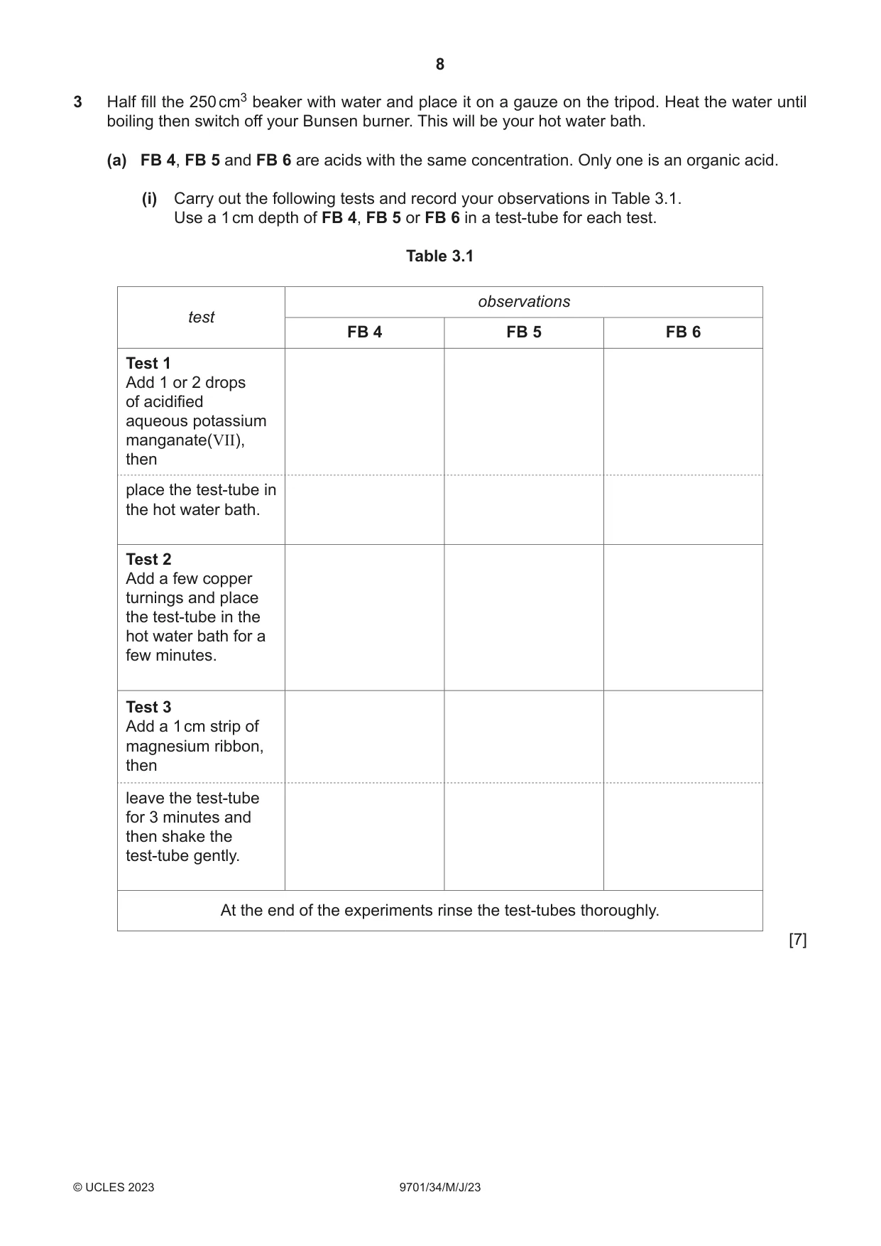Cambridge A Level Chemistry 9701 2023 May/June Paper 3 · Variant 4 question paper, page 8 of 12