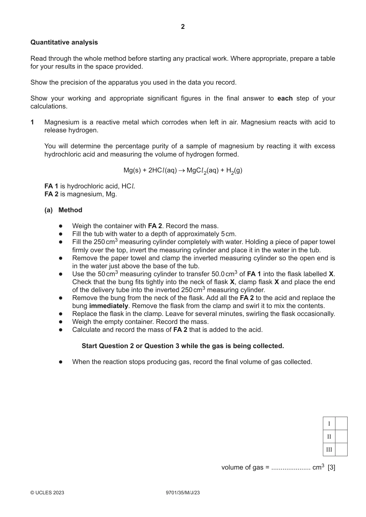 Cambridge A Level Chemistry 9701 2023 May/June Paper 3 · Variant 5 question paper, page 2 of 12