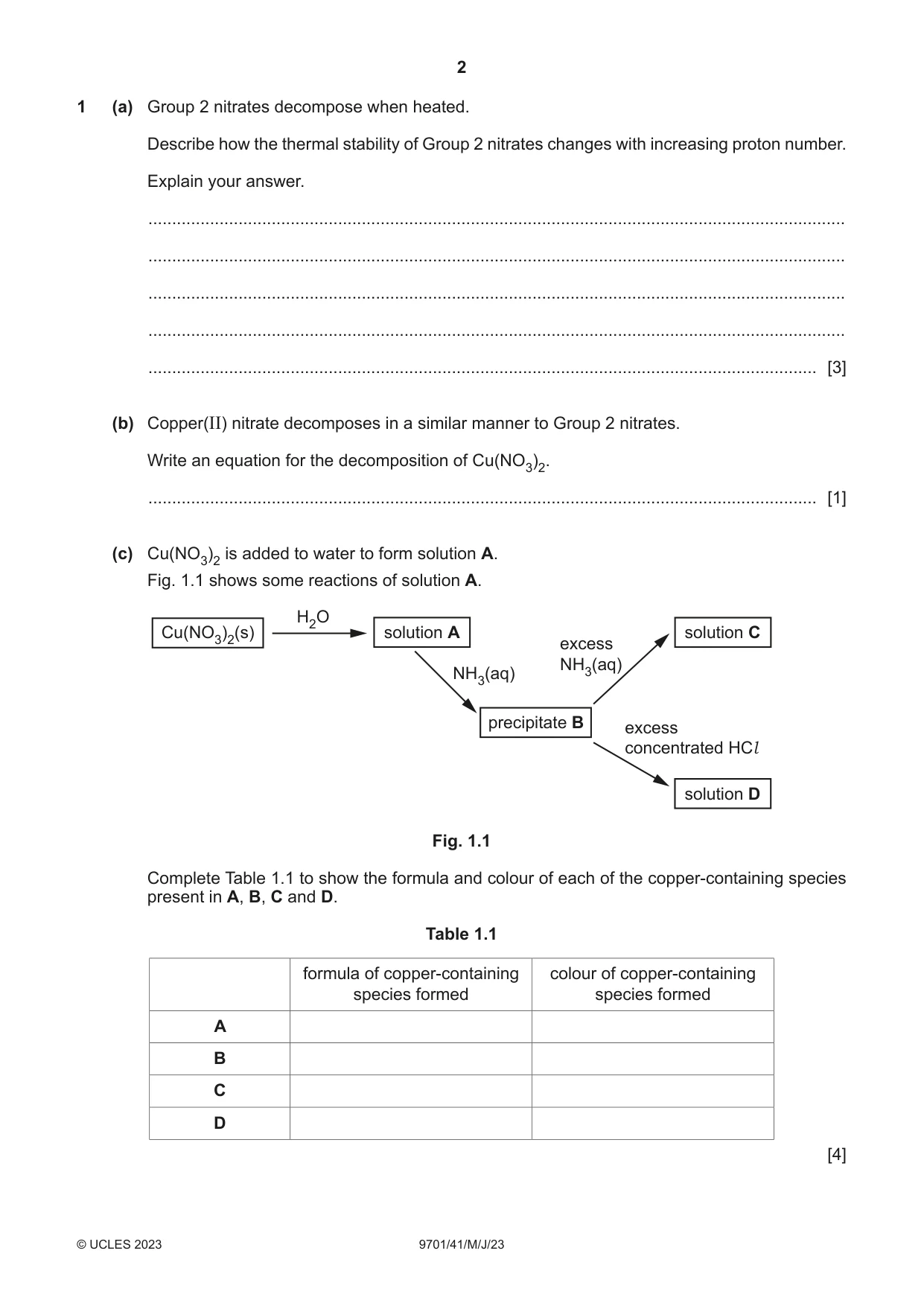 Cambridge A Level Chemistry 9701 2023 May/June Paper 4 · Variant 1 question paper, page 2 of 28