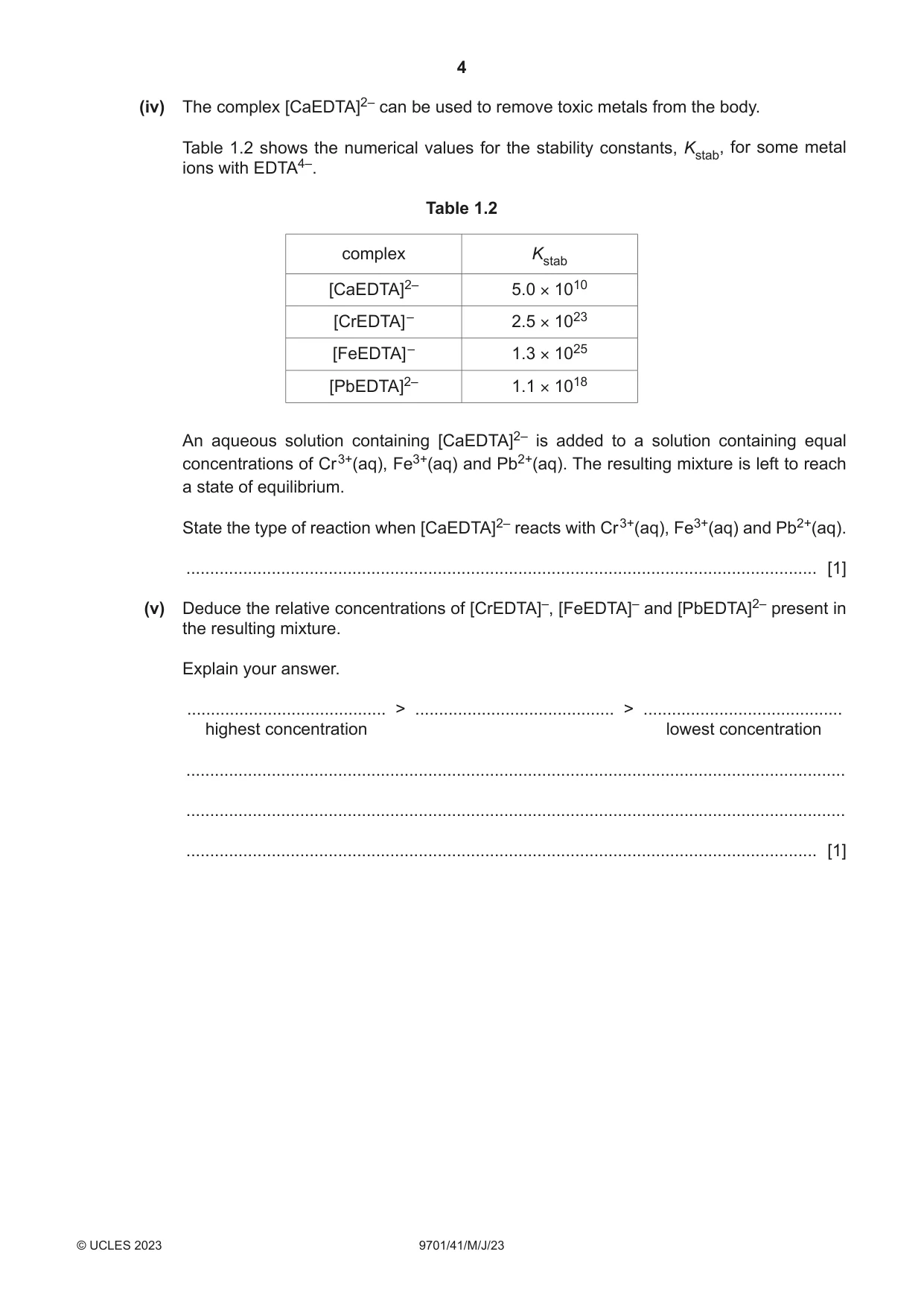 Cambridge A Level Chemistry 9701 2023 May/June Paper 4 · Variant 1 question paper, page 4 of 28