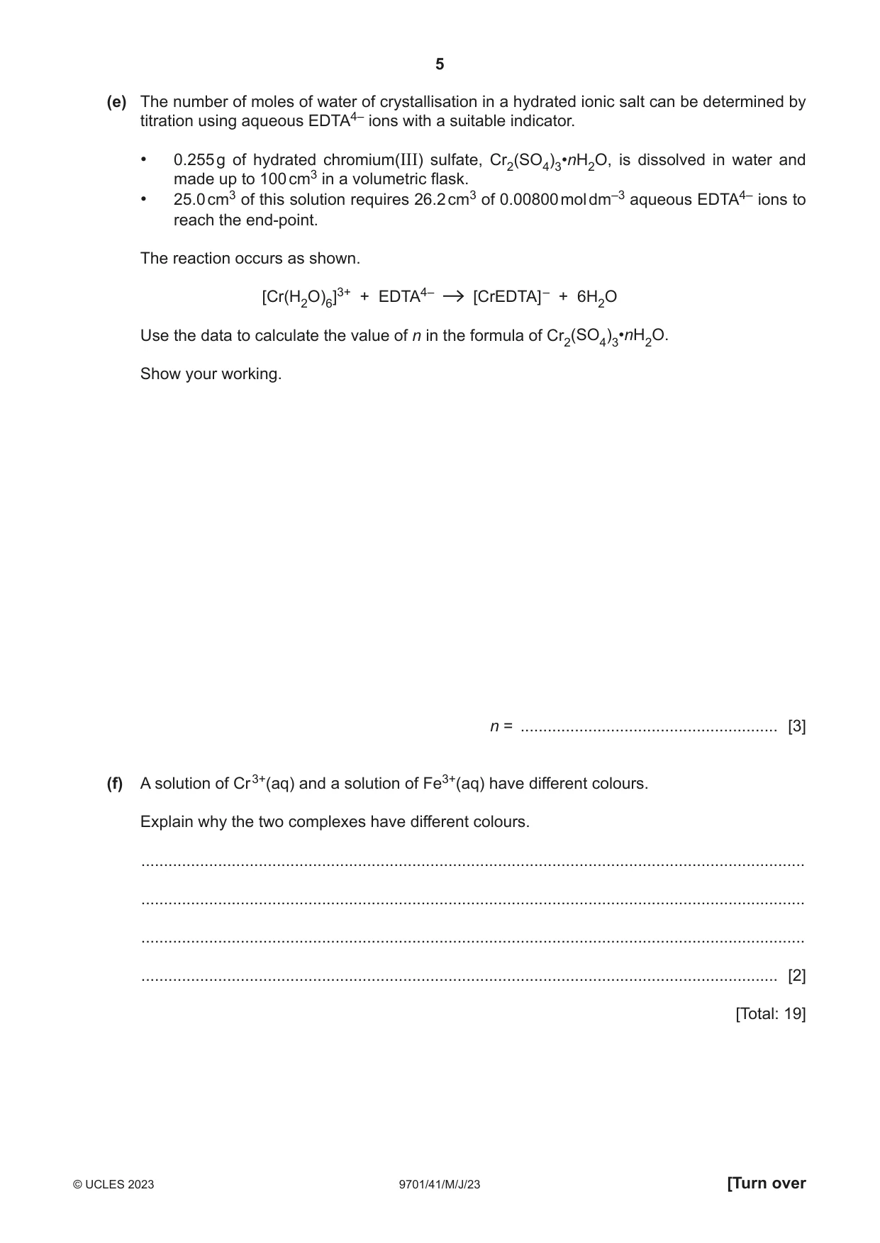 Cambridge A Level Chemistry 9701 2023 May/June Paper 4 · Variant 1 question paper, page 5 of 28