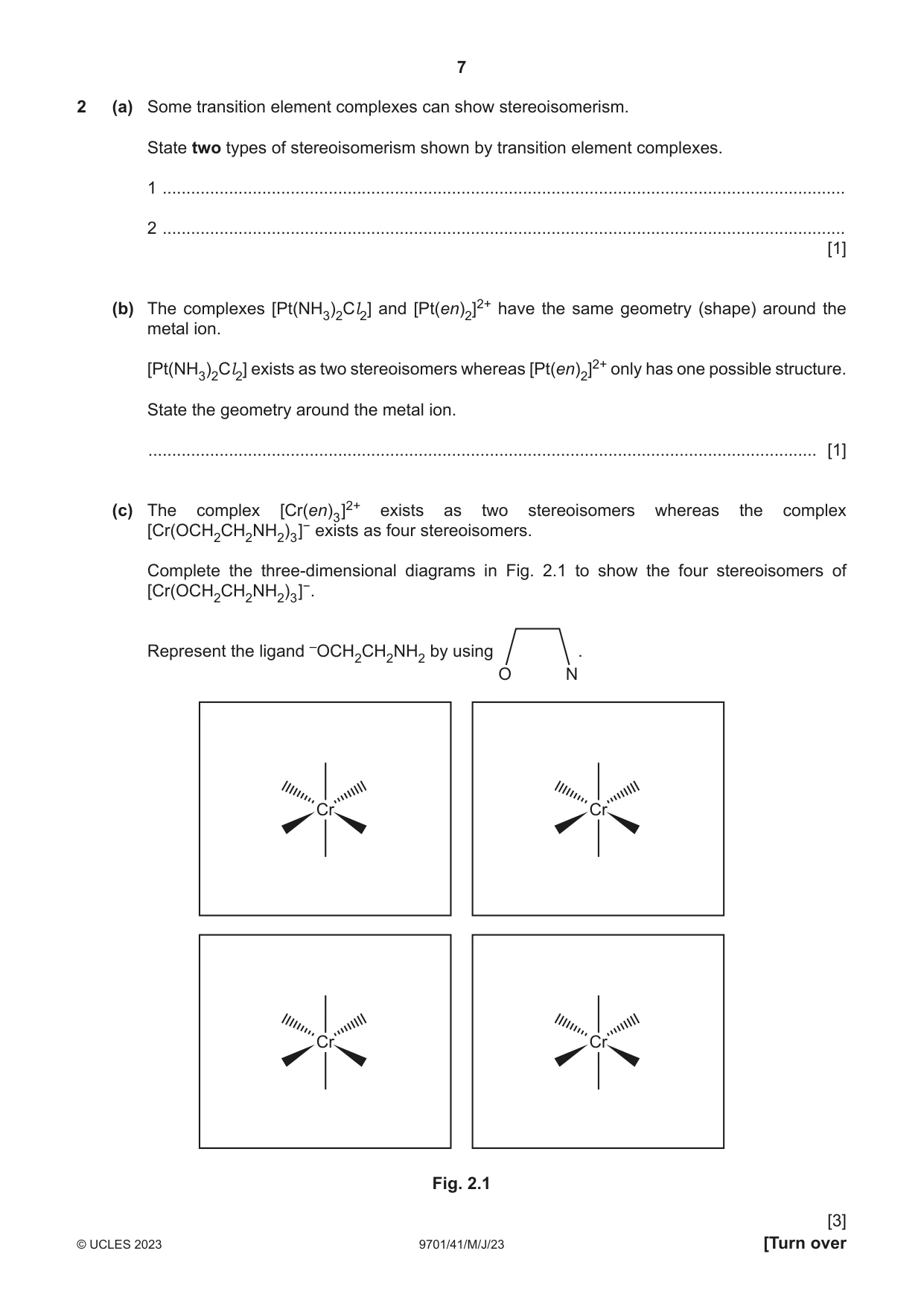 Cambridge A Level Chemistry 9701 2023 May/June Paper 4 · Variant 1 question paper, page 7 of 28