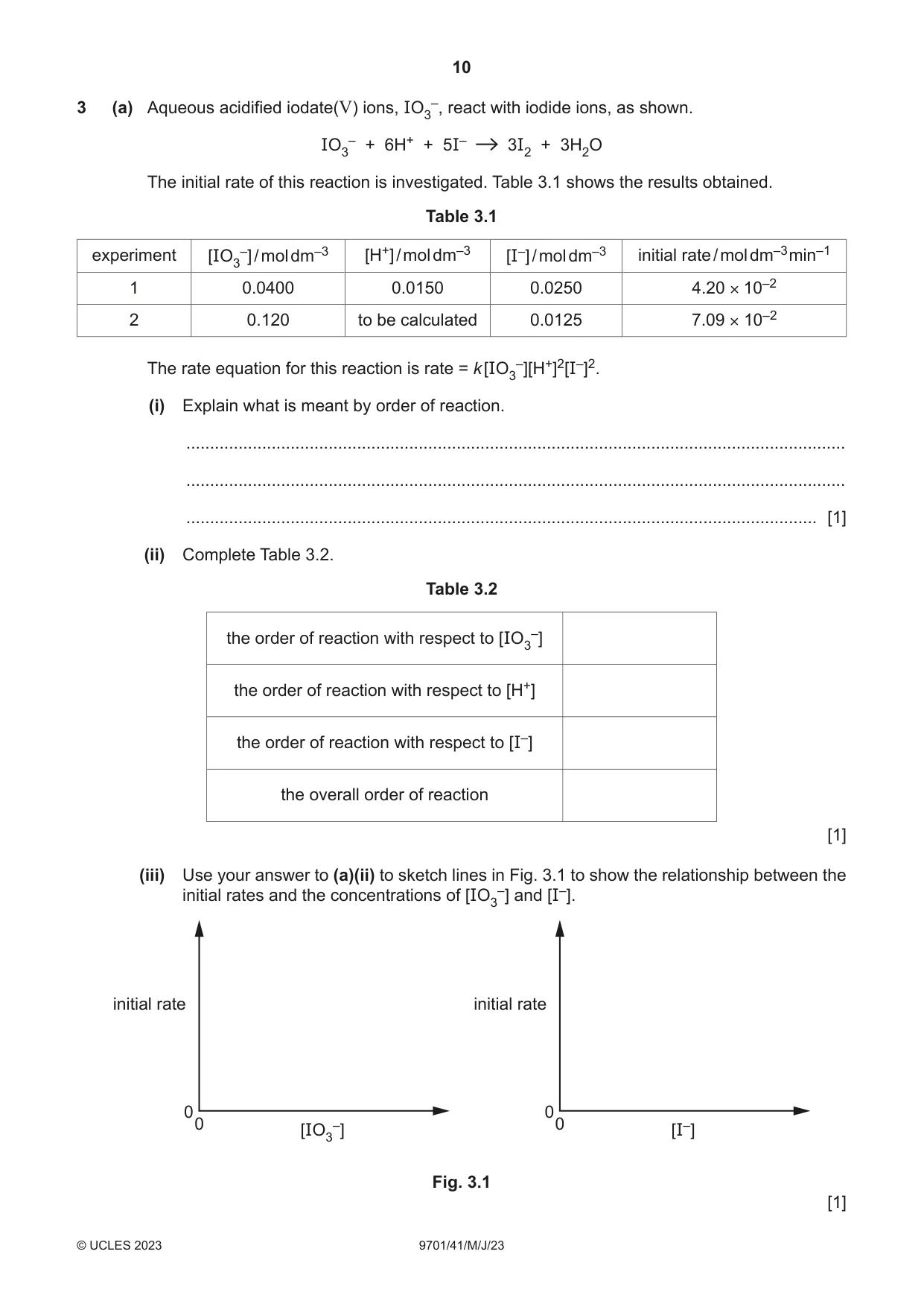 Cambridge A Level Chemistry 9701 2023 May/June Paper 4 · Variant 1 question paper, page 10 of 28