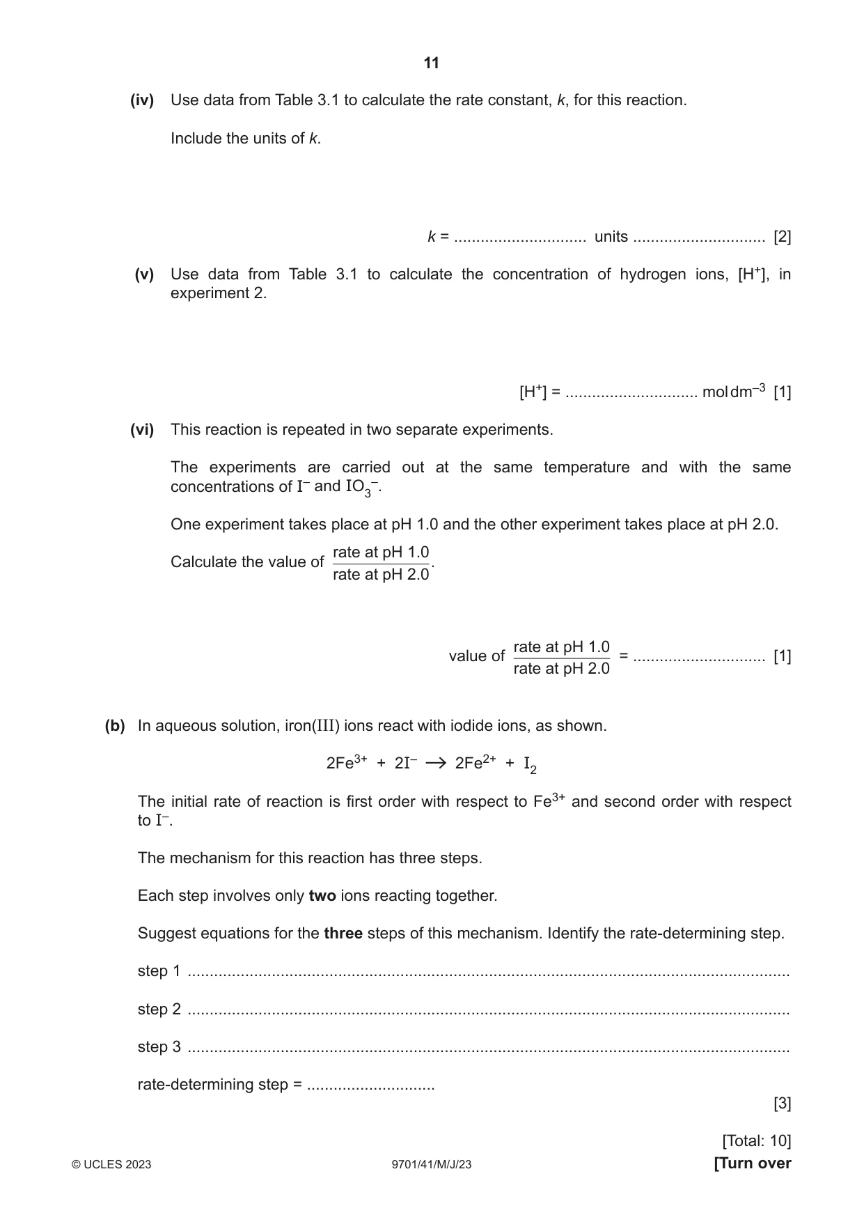 Cambridge A Level Chemistry 9701 2023 May/June Paper 4 · Variant 1 question paper, page 11 of 28