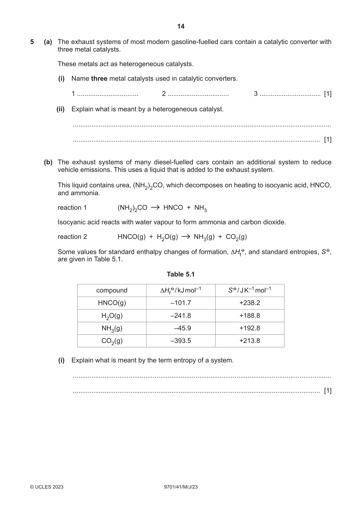 Cambridge A Level Chemistry 9701 2023 May/June Paper 4 · Variant 1 question paper, page 14 of 28