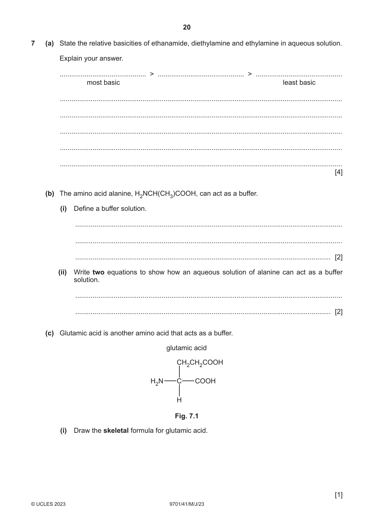 Cambridge A Level Chemistry 9701 2023 May/June Paper 4 · Variant 1 question paper, page 20 of 28
