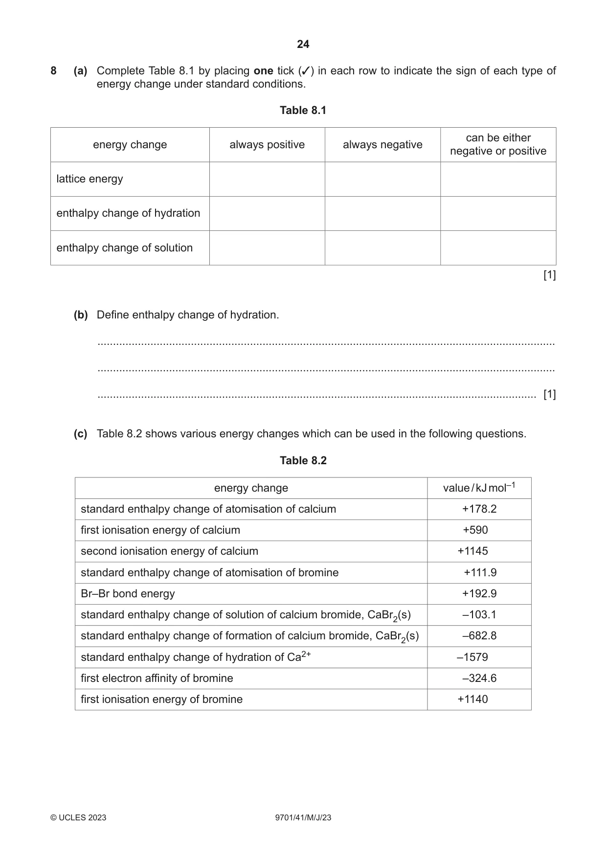 Cambridge A Level Chemistry 9701 2023 May/June Paper 4 · Variant 1 question paper, page 24 of 28