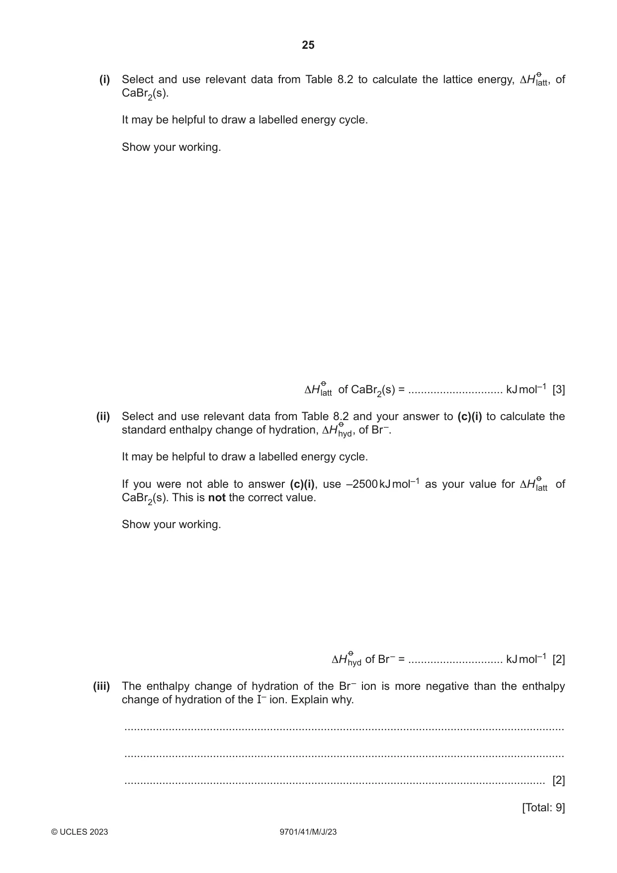 Cambridge A Level Chemistry 9701 2023 May/June Paper 4 · Variant 1 question paper, page 25 of 28