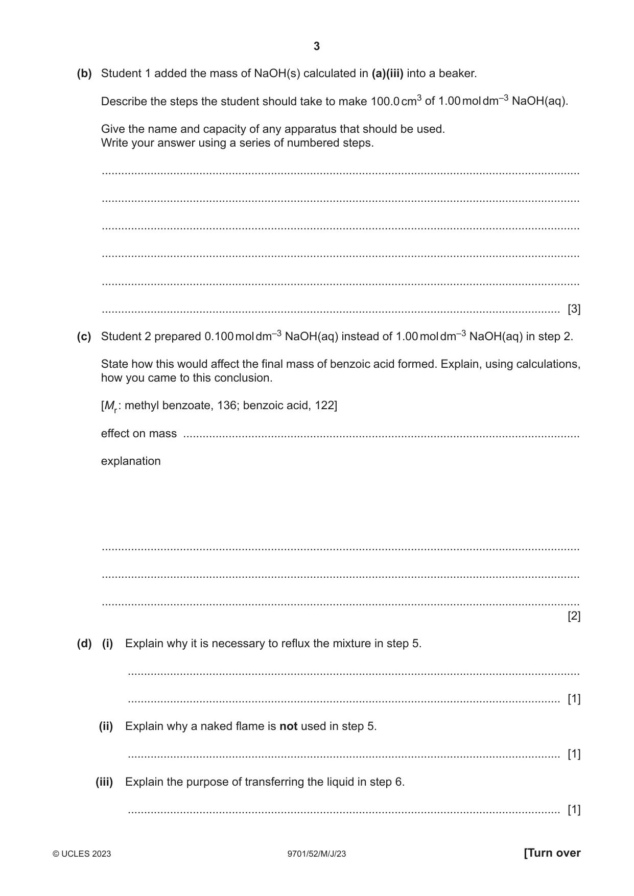 Cambridge A Level Chemistry 9701 2023 May/June Paper 5 · Variant 2 question paper, page 3 of 12