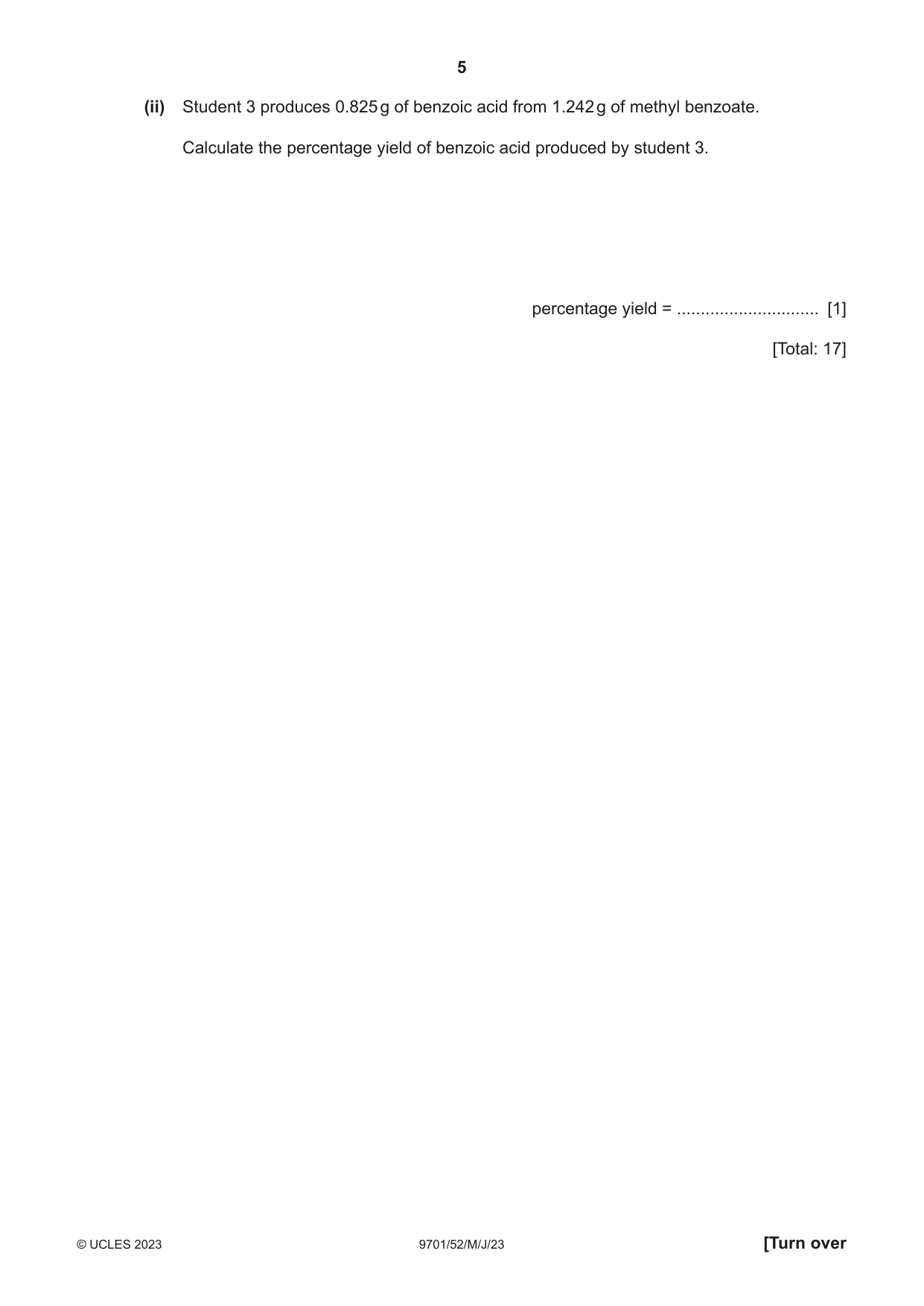 Cambridge A Level Chemistry 9701 2023 May/June Paper 5 · Variant 2 question paper, page 5 of 12