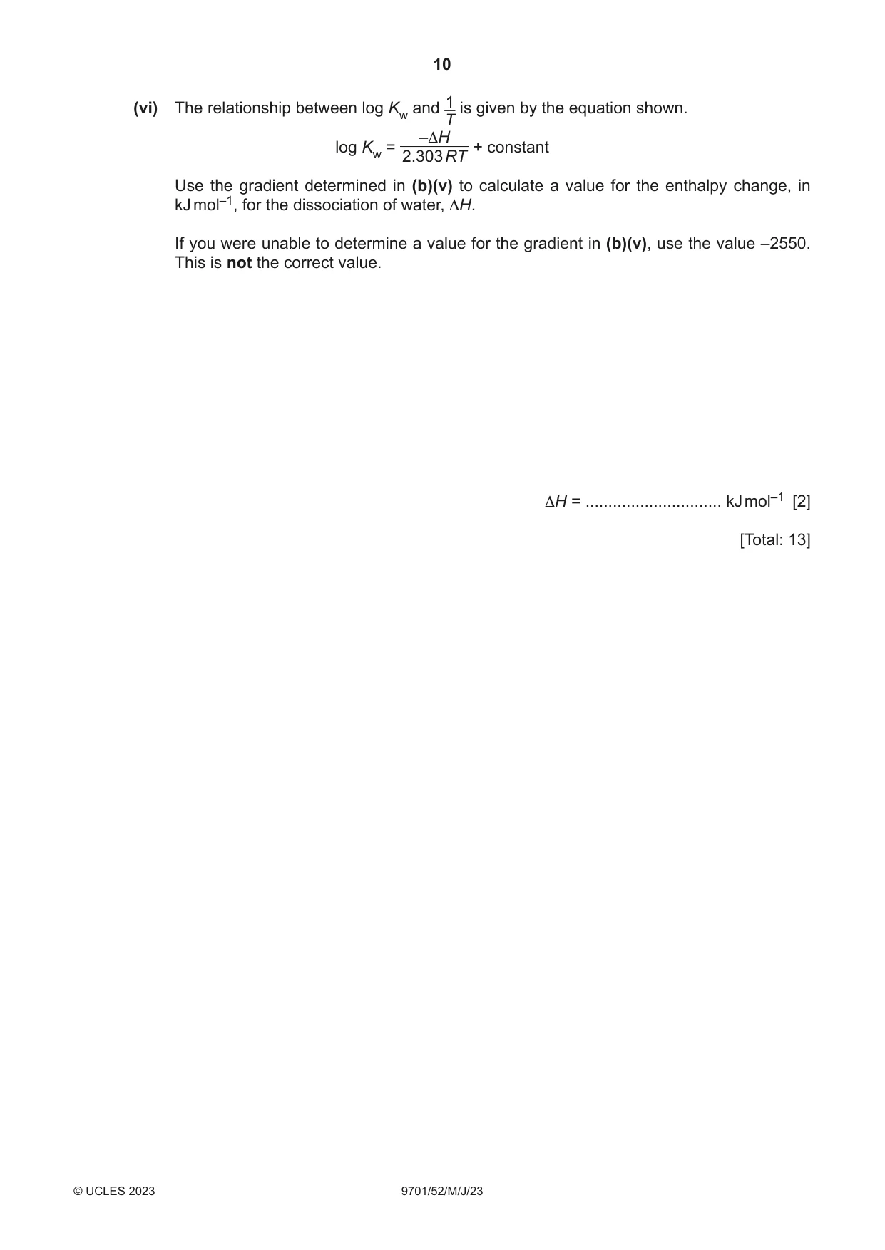 Cambridge A Level Chemistry 9701 2023 May/June Paper 5 · Variant 2 question paper, page 10 of 12