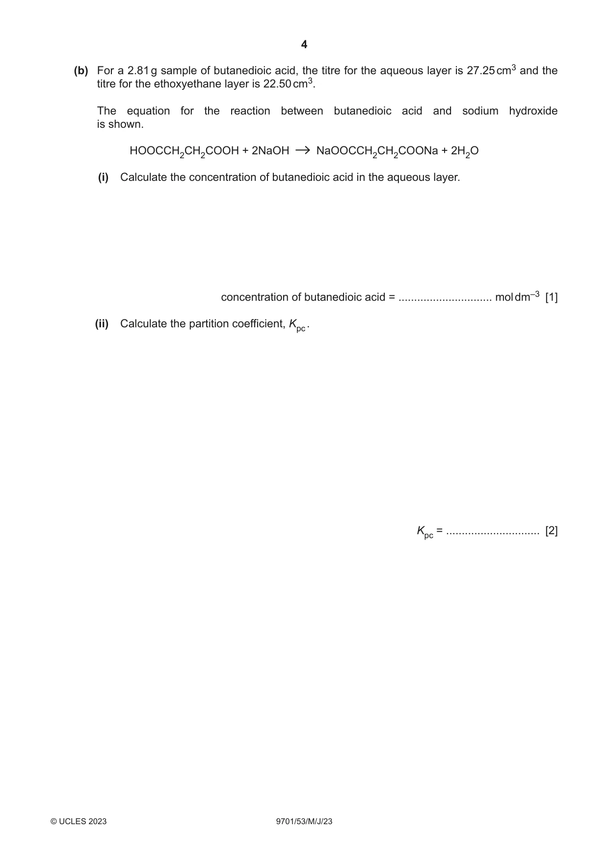 Cambridge A Level Chemistry 9701 2023 May/June Paper 5 · Variant 3 question paper, page 4 of 16