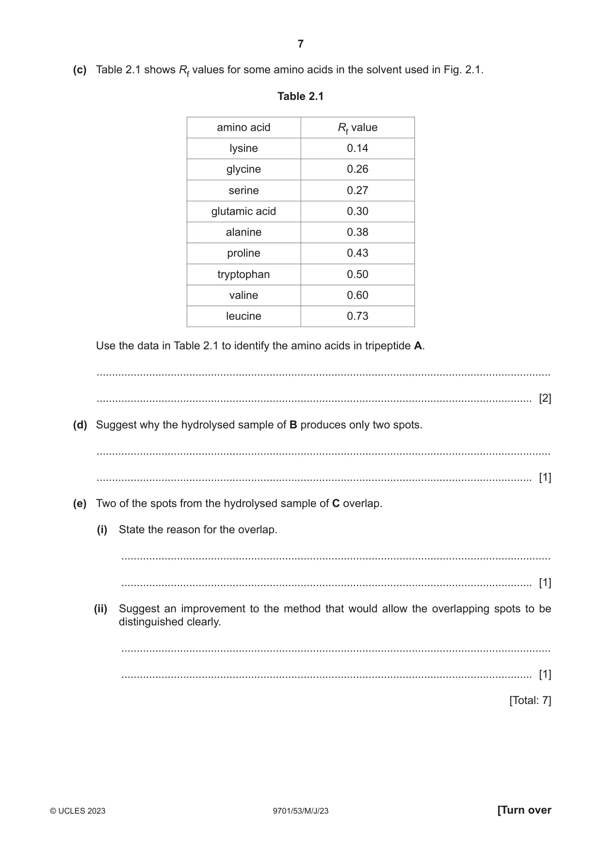 Cambridge A Level Chemistry 9701 2023 May/June Paper 5 · Variant 3 question paper, page 7 of 16