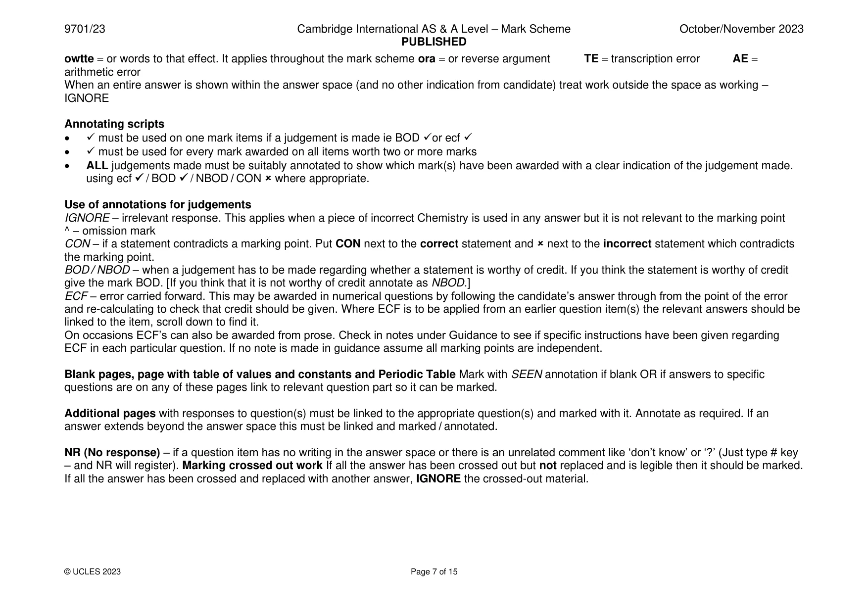 Mark scheme, page 7 of 15